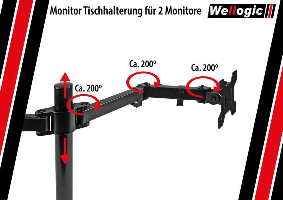 Monitorhalter Für 2 Monitore 13 -27 Zoll Höhenverstellb