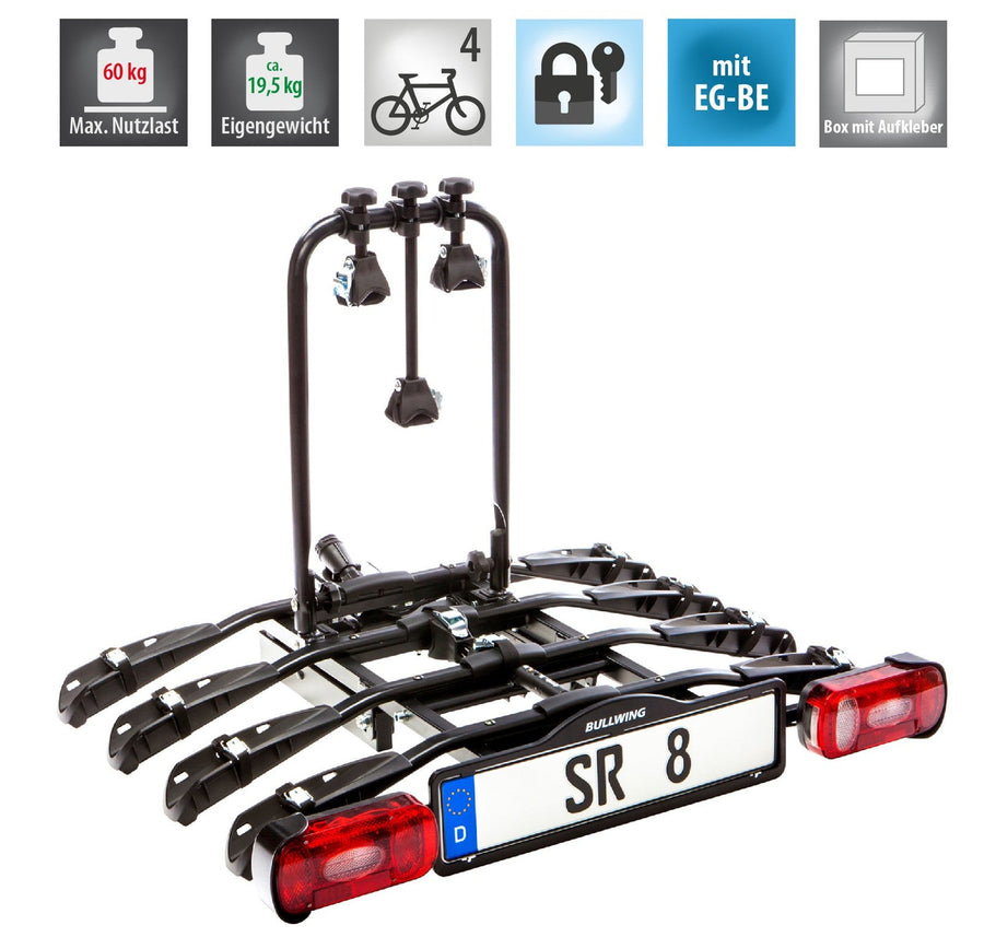Bullwing SR 8 Fahrradträger Für 4 Fahrräder E- Bike Heckträger Abklappbar