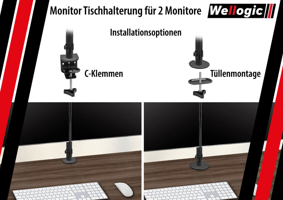 Monitorhalter Für 2 Monitore 13 -27 Zoll Höhenverstellb