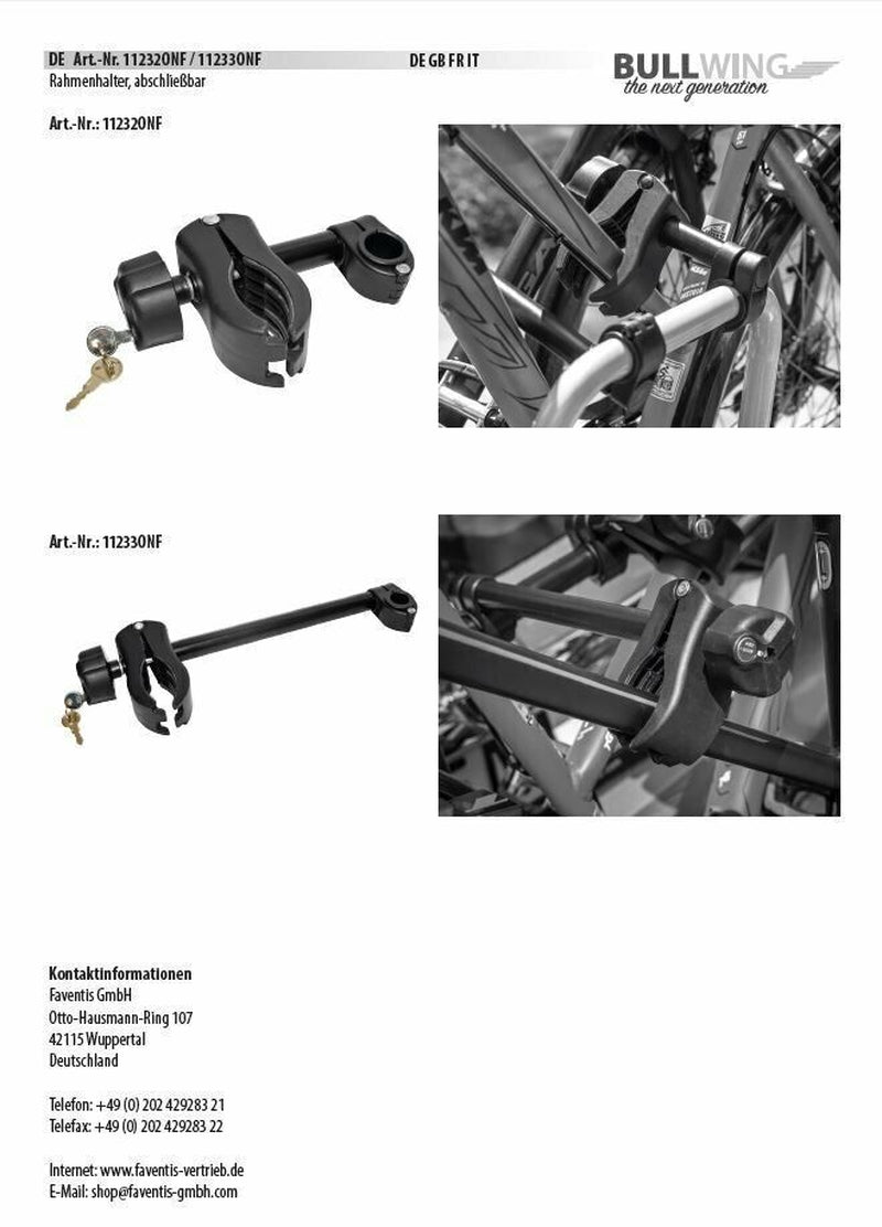 Bullwing Rahmenhalter Für Fahrradträger Radhalter Abschließbar Lang Ø 25 -30 Mm