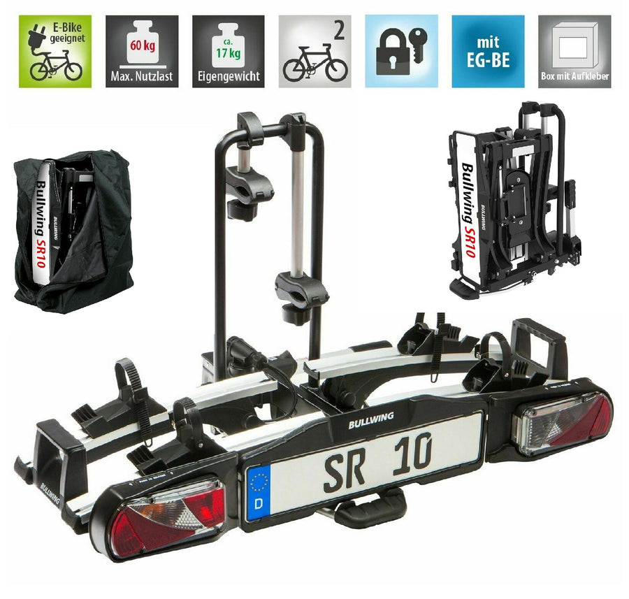 Bullwing SR10 Fahrradträger Für 2 Fahrräder Oder 2 E-Bikes Heckträger Abklappbar